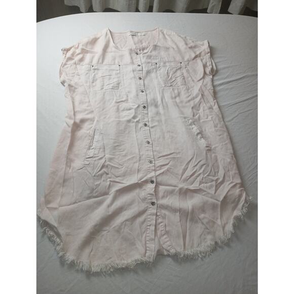 Love 8 Raw Hem Pop Over Tunic Top Women Light Pink Size Large Boho Fairy - Picture 1 of 4